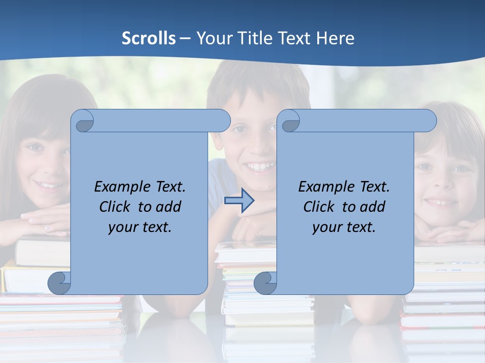 A Group Of Children Sitting At A Table With Books PowerPoint Template