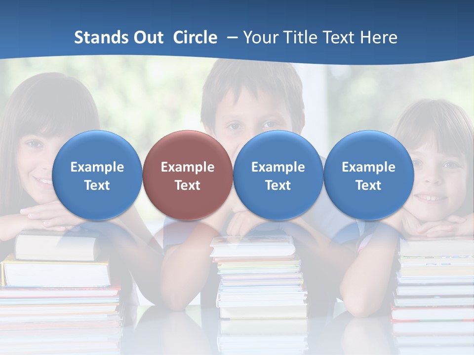 A Group Of Children Sitting At A Table With Books PowerPoint Template