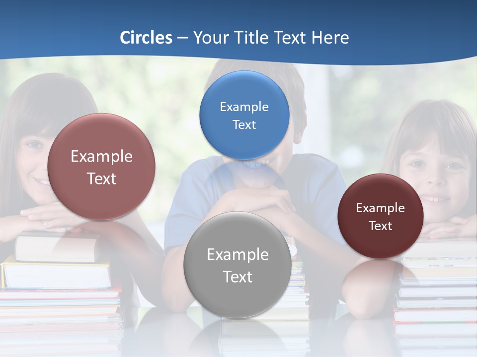 A Group Of Children Sitting At A Table With Books PowerPoint Template
