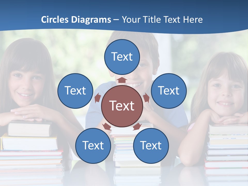 A Group Of Children Sitting At A Table With Books PowerPoint Template