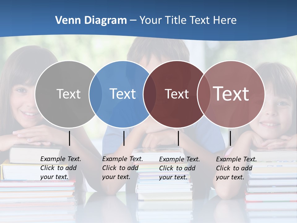 A Group Of Children Sitting At A Table With Books PowerPoint Template