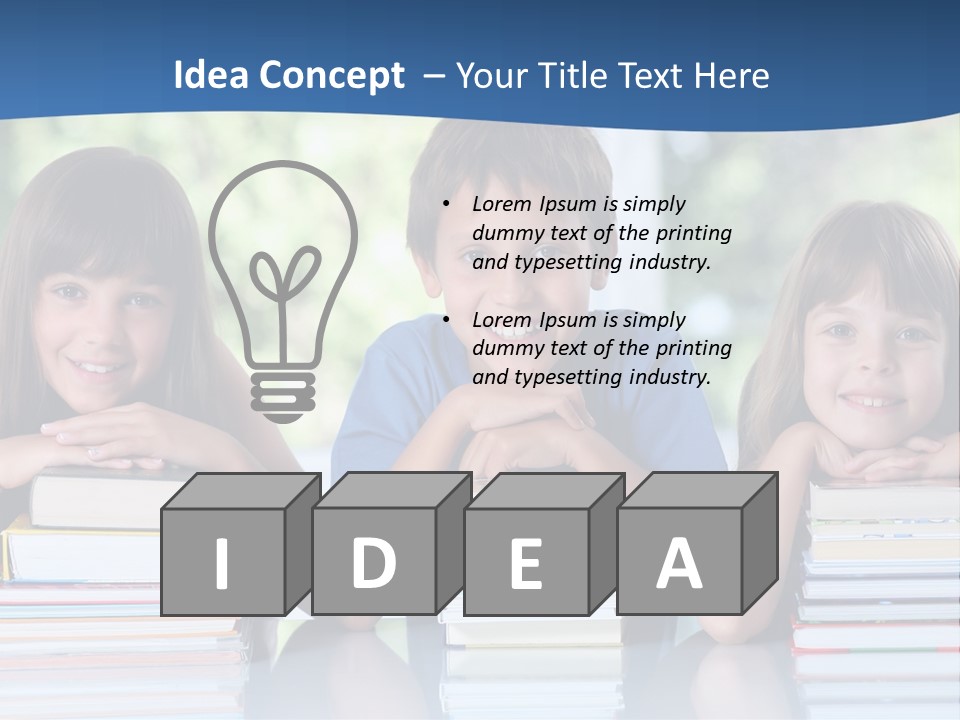 A Group Of Children Sitting At A Table With Books PowerPoint Template
