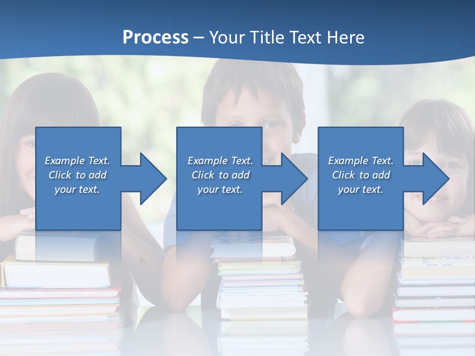 A Group Of Children Sitting At A Table With Books PowerPoint Template