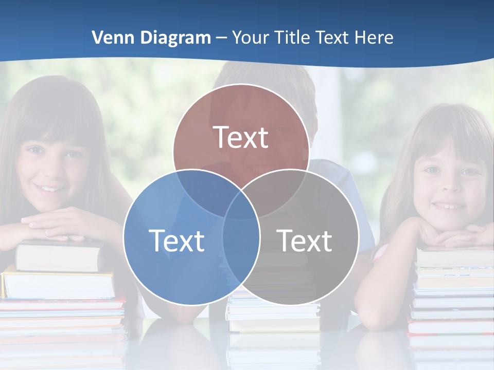 A Group Of Children Sitting At A Table With Books PowerPoint Template