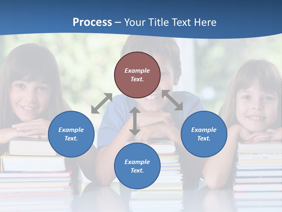 A Group Of Children Sitting At A Table With Books PowerPoint Template