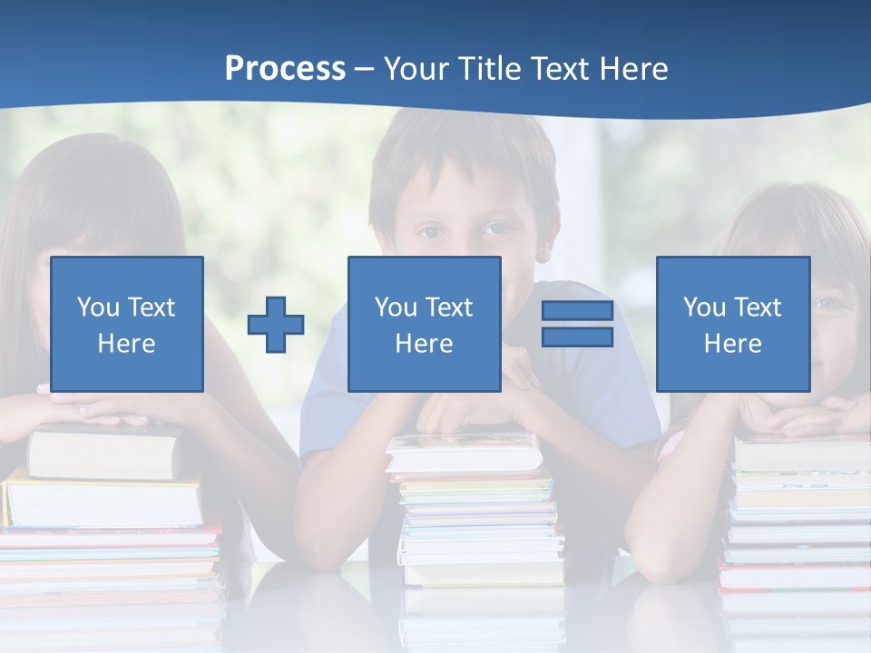A Group Of Children Sitting At A Table With Books PowerPoint Template