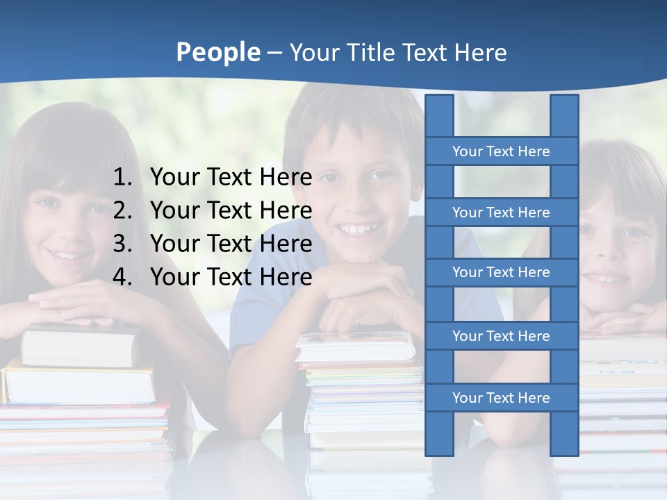 A Group Of Children Sitting At A Table With Books PowerPoint Template