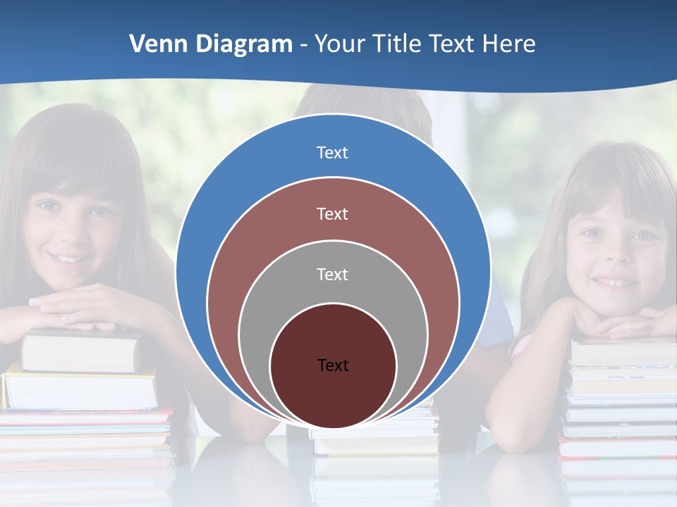 A Group Of Children Sitting At A Table With Books PowerPoint Template