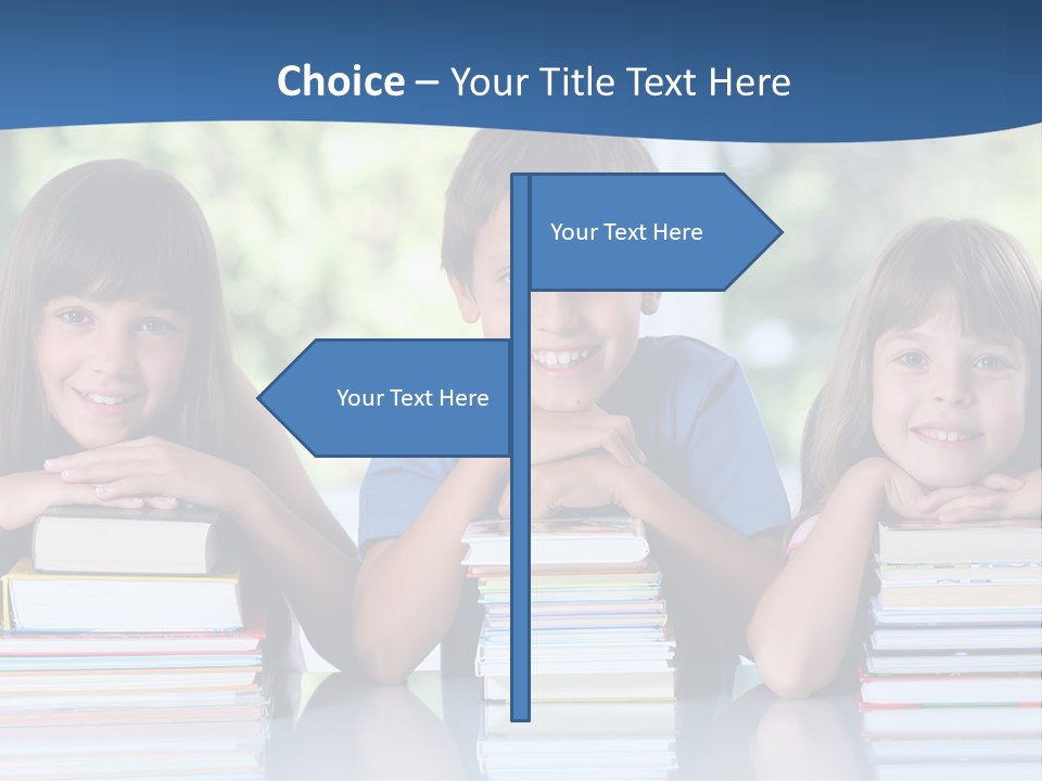A Group Of Children Sitting At A Table With Books PowerPoint Template