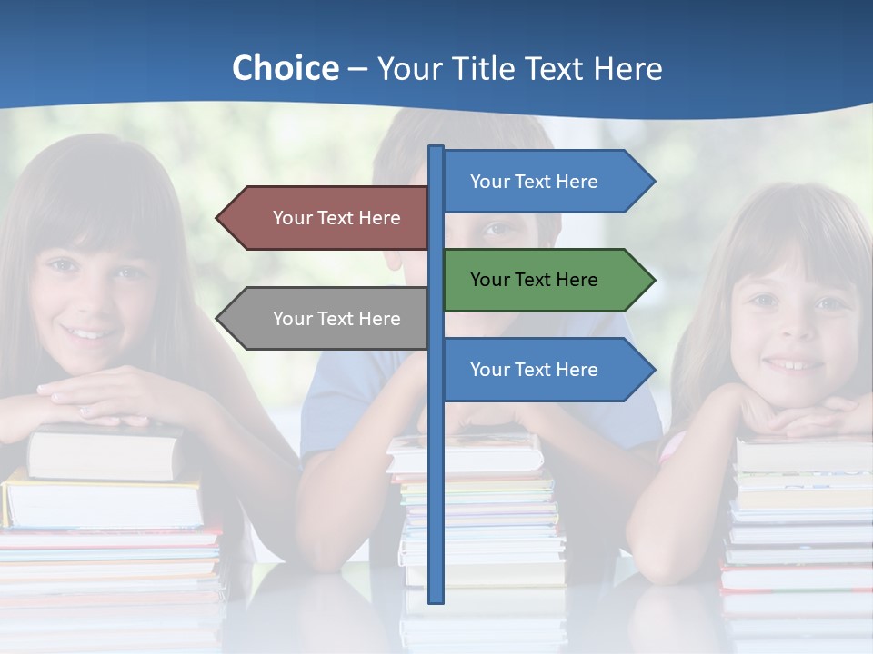 A Group Of Children Sitting At A Table With Books PowerPoint Template