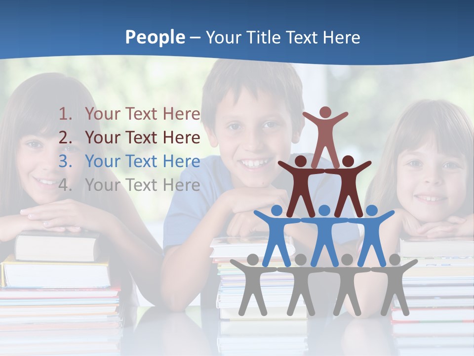 A Group Of Children Sitting At A Table With Books PowerPoint Template