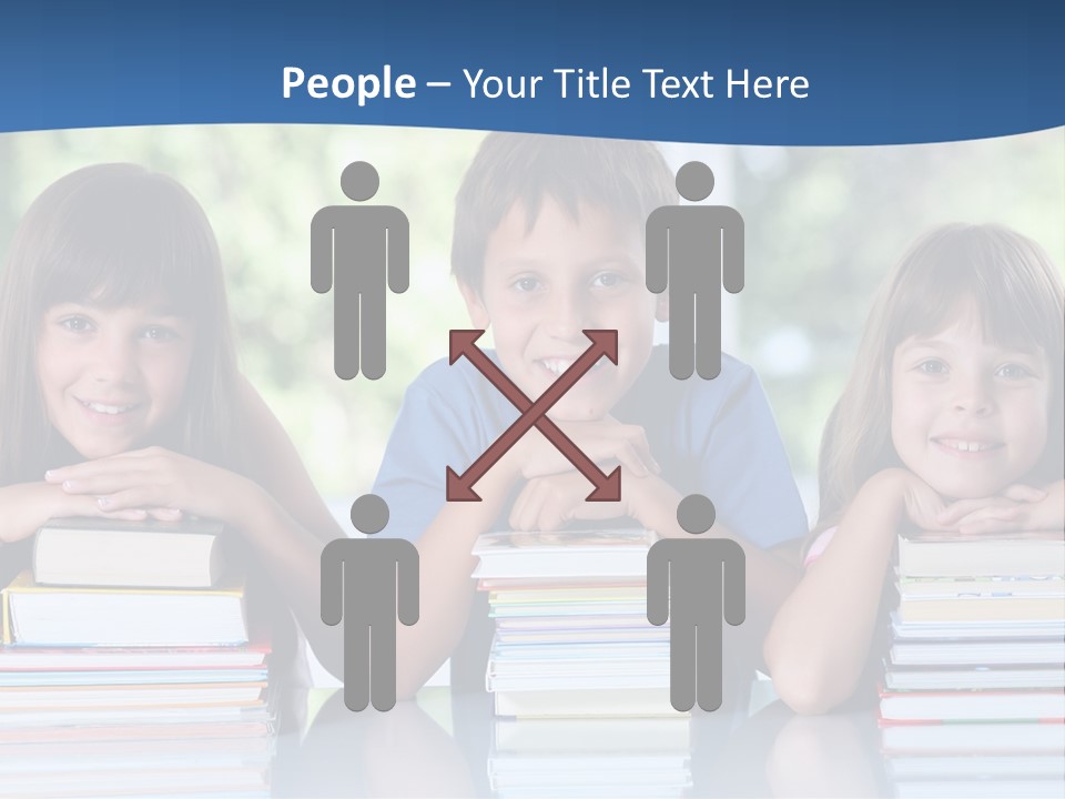 A Group Of Children Sitting At A Table With Books PowerPoint Template