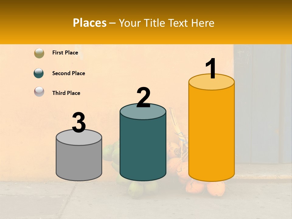 A Bunch Of Fruit Sitting Next To A Yellow Wall PowerPoint Template