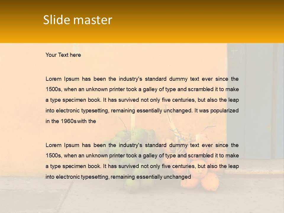 A Bunch Of Fruit Sitting Next To A Yellow Wall PowerPoint Template