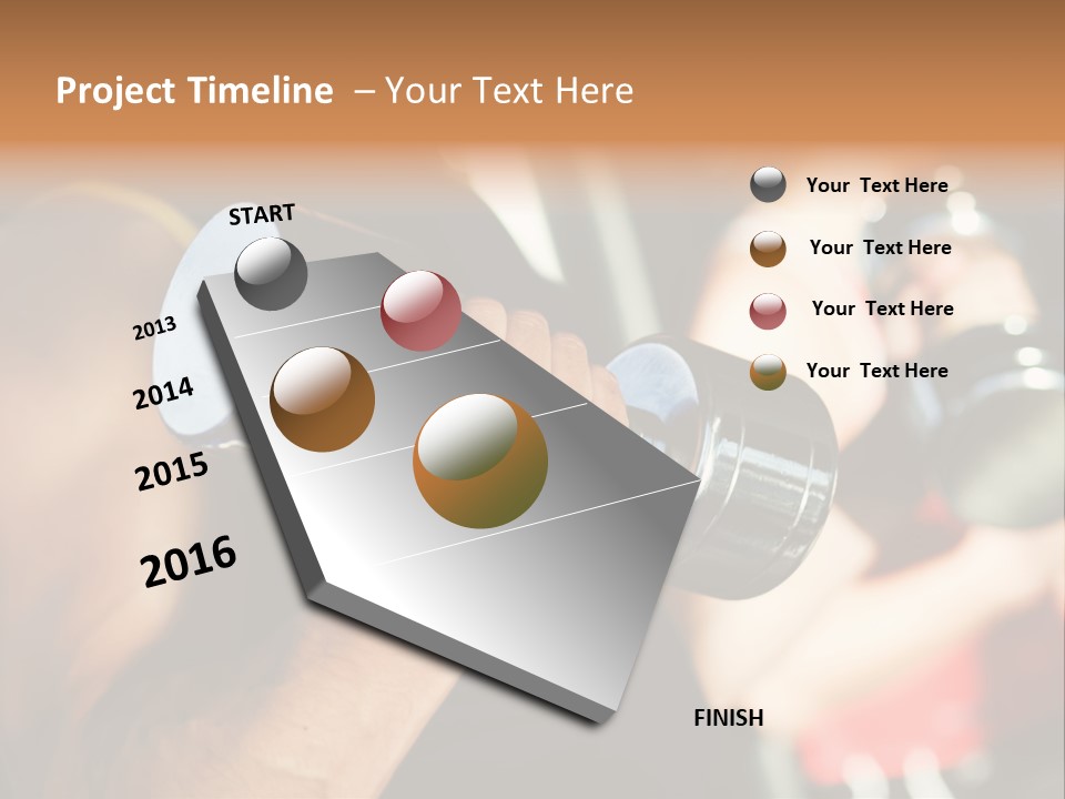 A Man Is Holding Two Dumbs In His Hands PowerPoint Template