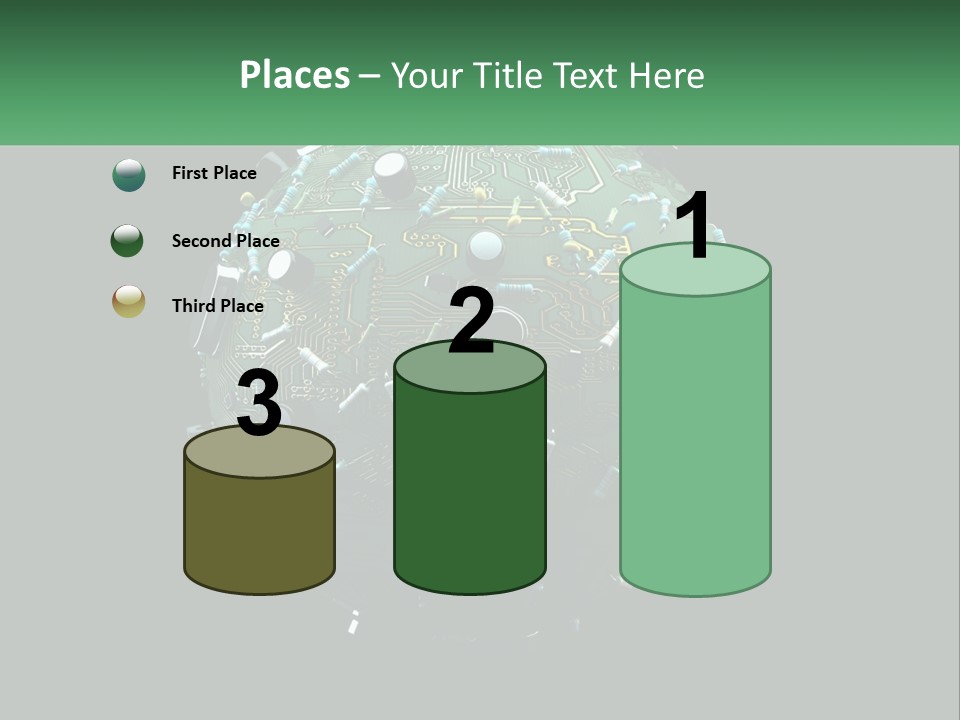 A Computer Circuit Board Ball On A Black Background PowerPoint Template