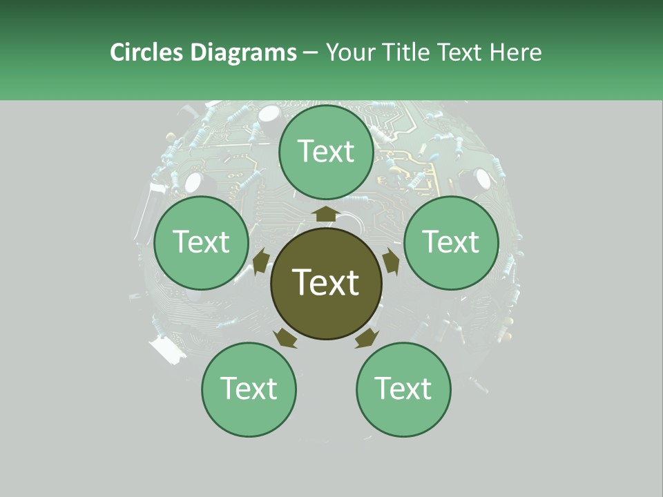A Computer Circuit Board Ball On A Black Background PowerPoint Template