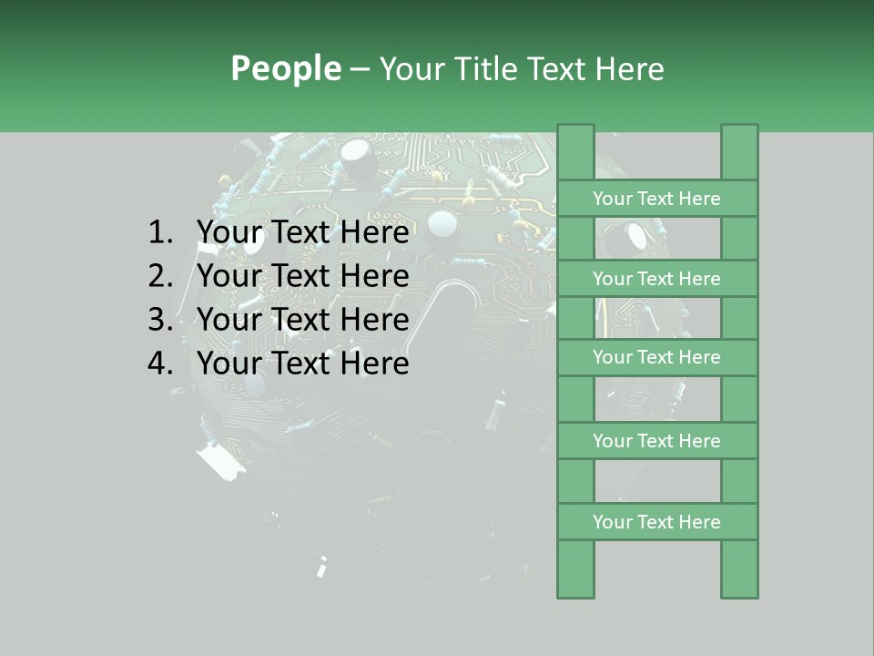 A Computer Circuit Board Ball On A Black Background PowerPoint Template