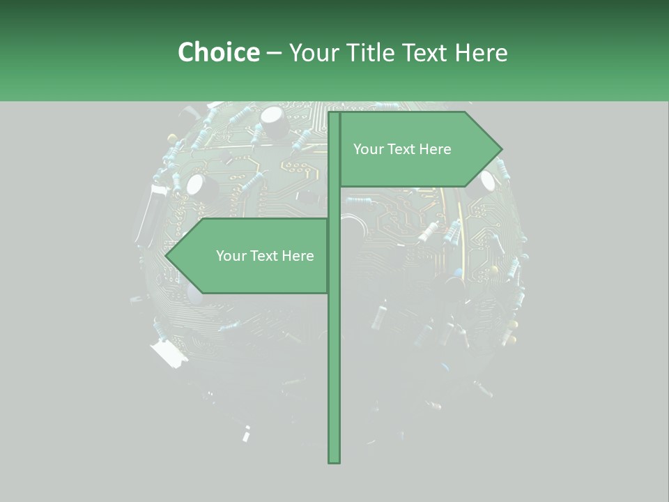 A Computer Circuit Board Ball On A Black Background PowerPoint Template
