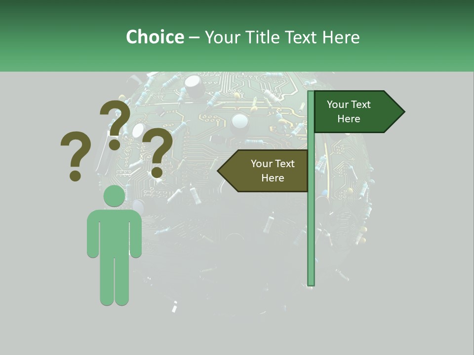 A Computer Circuit Board Ball On A Black Background PowerPoint Template