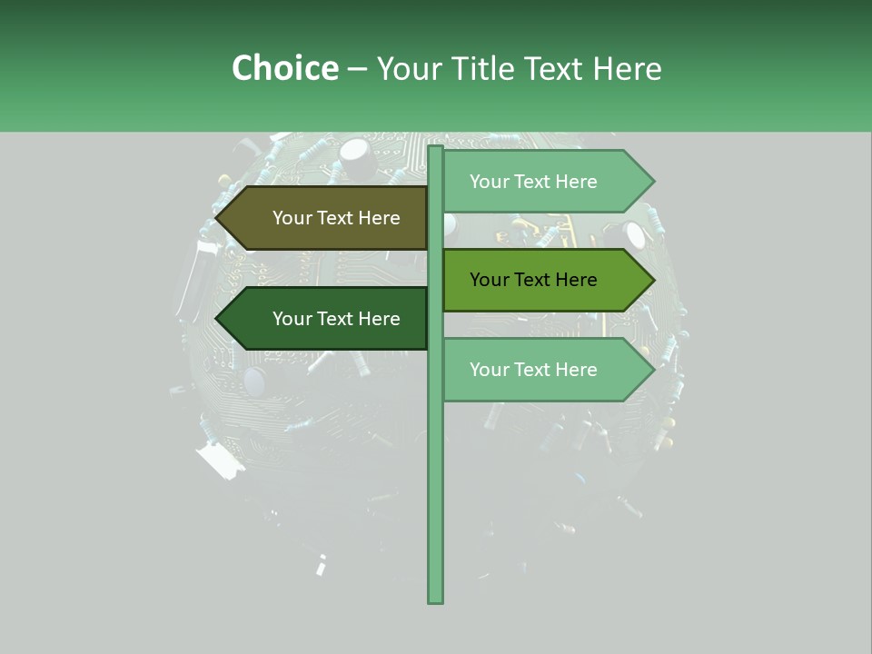 A Computer Circuit Board Ball On A Black Background PowerPoint Template