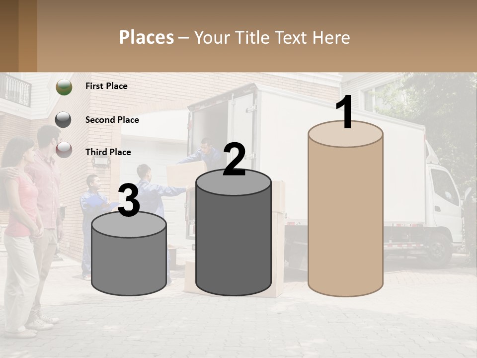 A Group Of People Unloading Boxes From A Moving Truck PowerPoint Template