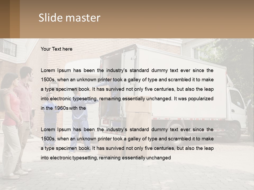 A Group Of People Unloading Boxes From A Moving Truck PowerPoint Template