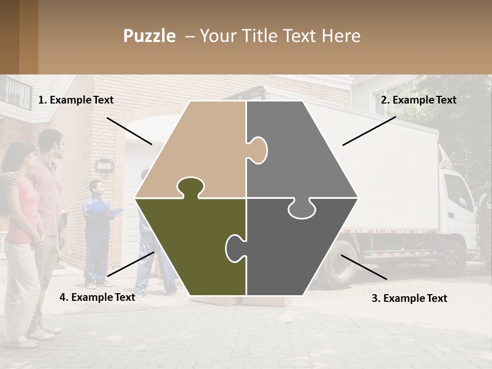 A Group Of People Unloading Boxes From A Moving Truck PowerPoint Template