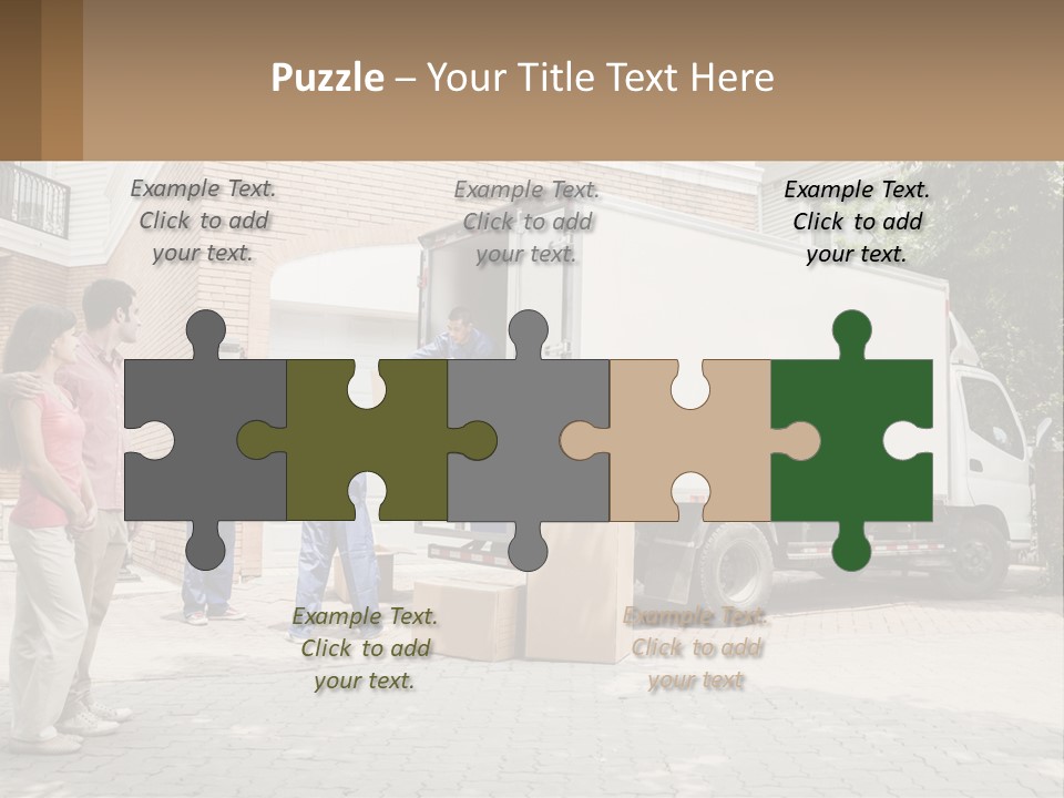 A Group Of People Unloading Boxes From A Moving Truck PowerPoint Template