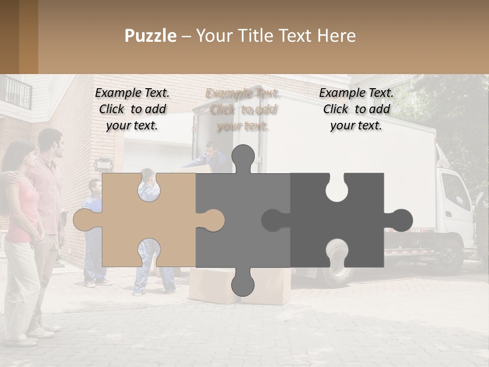 A Group Of People Unloading Boxes From A Moving Truck PowerPoint Template