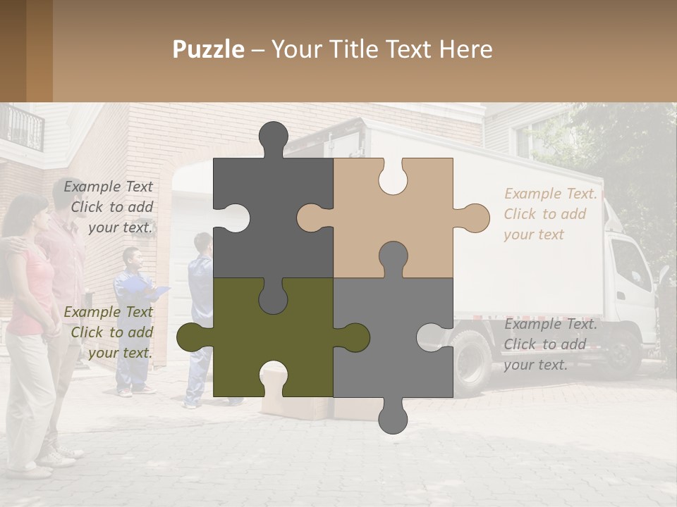 A Group Of People Unloading Boxes From A Moving Truck PowerPoint Template