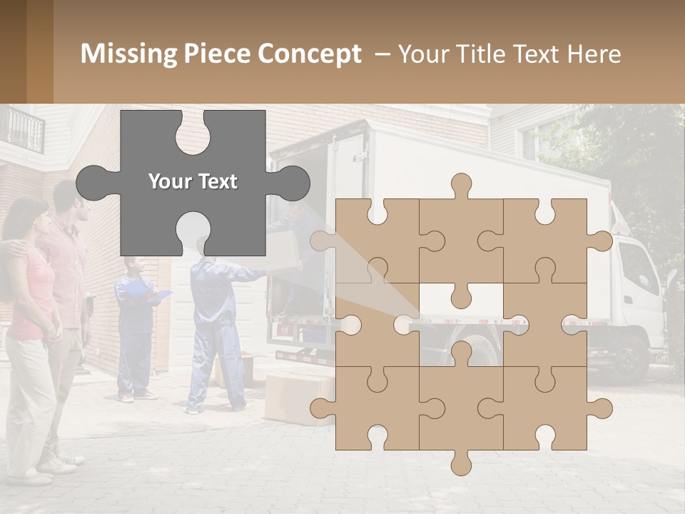 A Group Of People Unloading Boxes From A Moving Truck PowerPoint Template