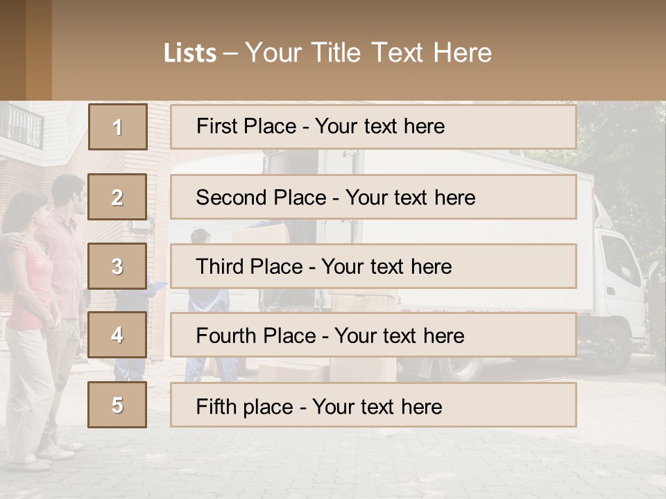 A Group Of People Unloading Boxes From A Moving Truck PowerPoint Template