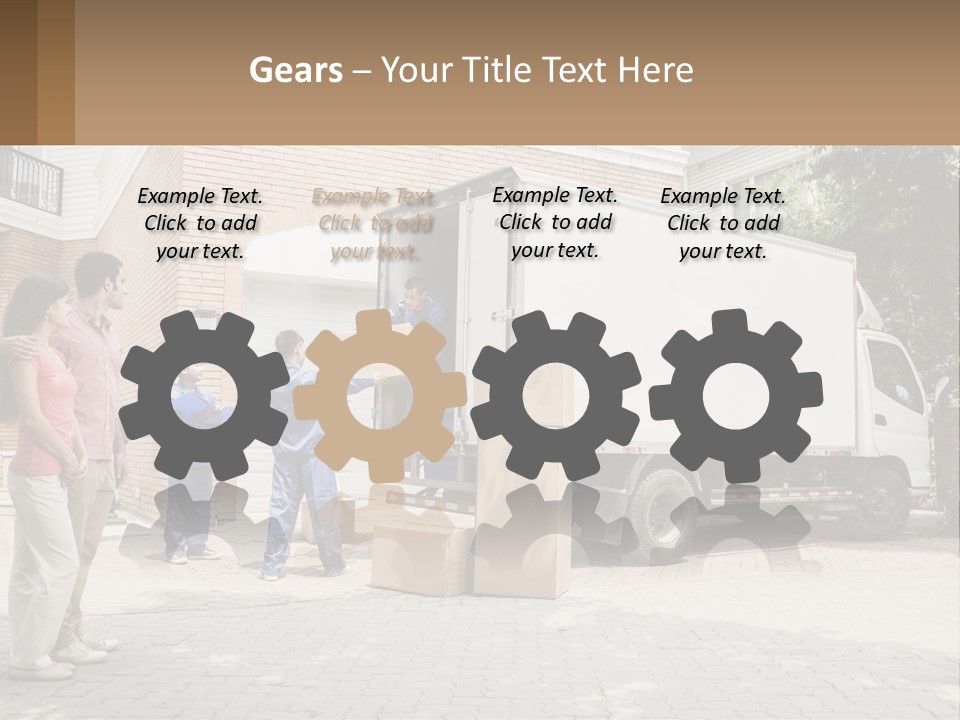 A Group Of People Unloading Boxes From A Moving Truck PowerPoint Template