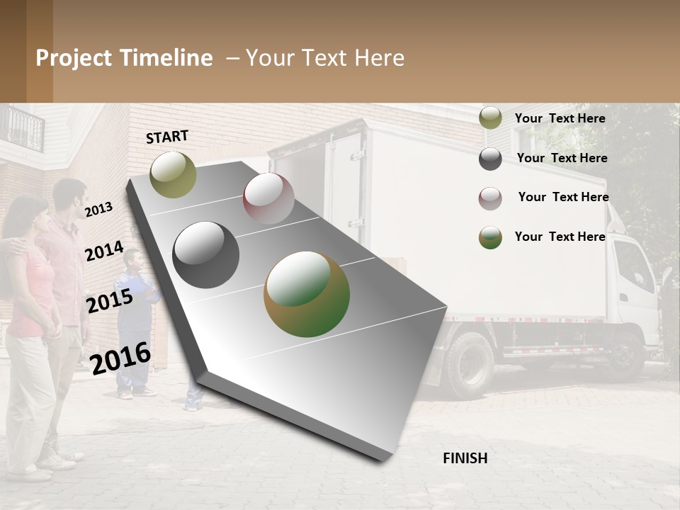 A Group Of People Unloading Boxes From A Moving Truck PowerPoint Template