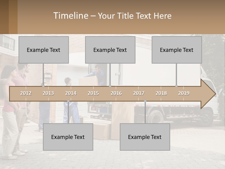 A Group Of People Unloading Boxes From A Moving Truck PowerPoint Template
