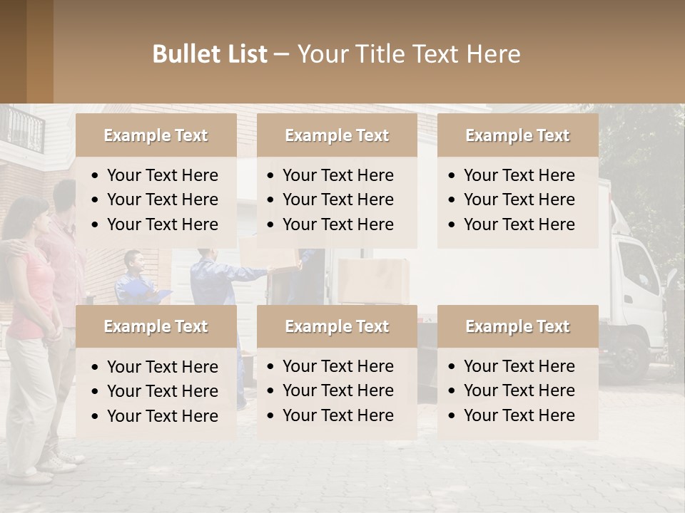 A Group Of People Unloading Boxes From A Moving Truck PowerPoint Template