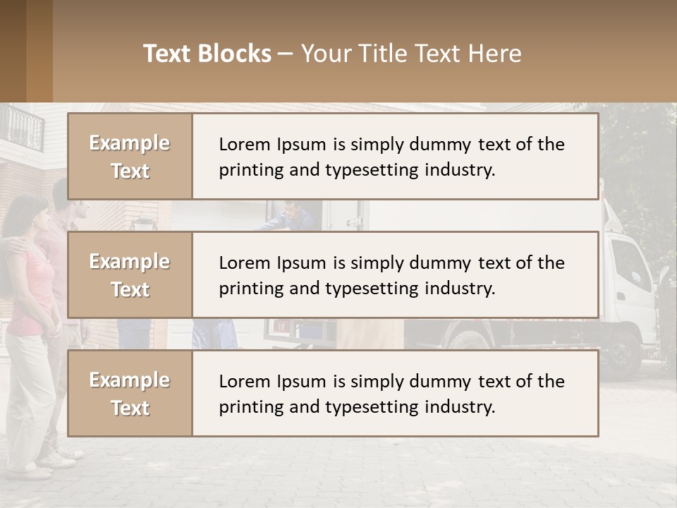 A Group Of People Unloading Boxes From A Moving Truck PowerPoint Template