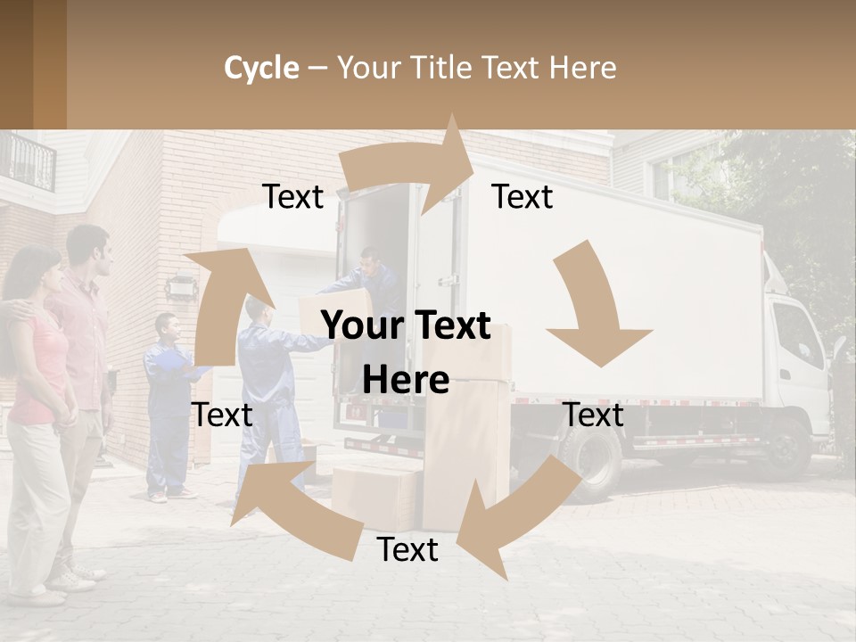 A Group Of People Unloading Boxes From A Moving Truck PowerPoint Template