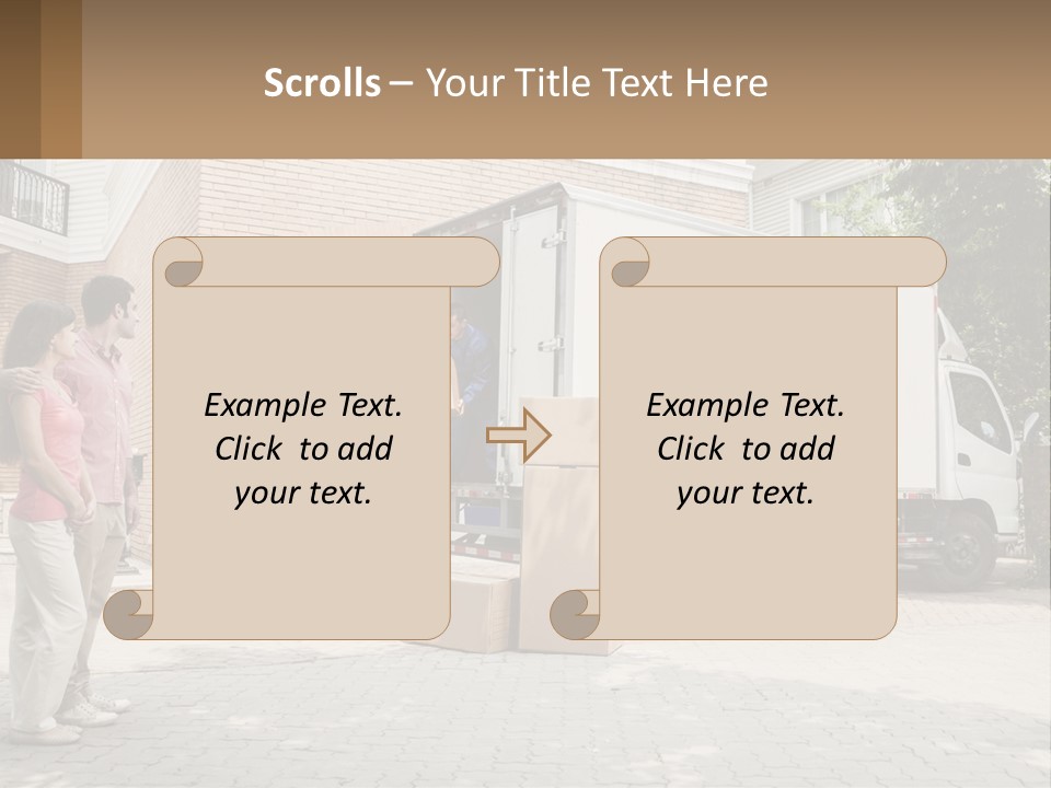 A Group Of People Unloading Boxes From A Moving Truck PowerPoint Template