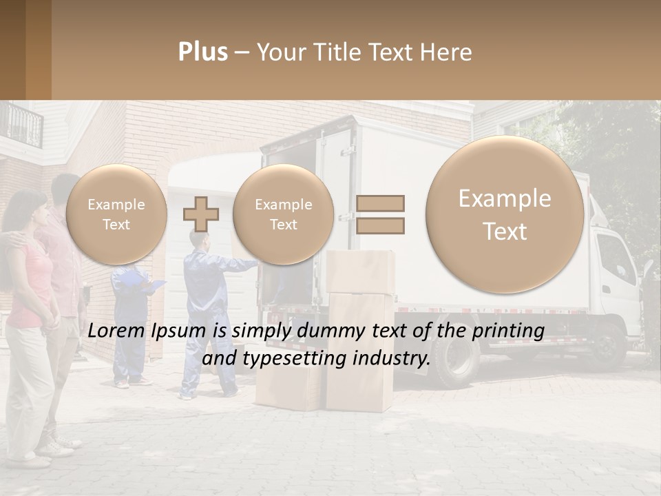 A Group Of People Unloading Boxes From A Moving Truck PowerPoint Template