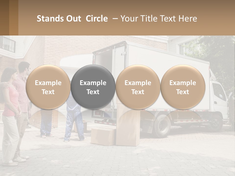 A Group Of People Unloading Boxes From A Moving Truck PowerPoint Template