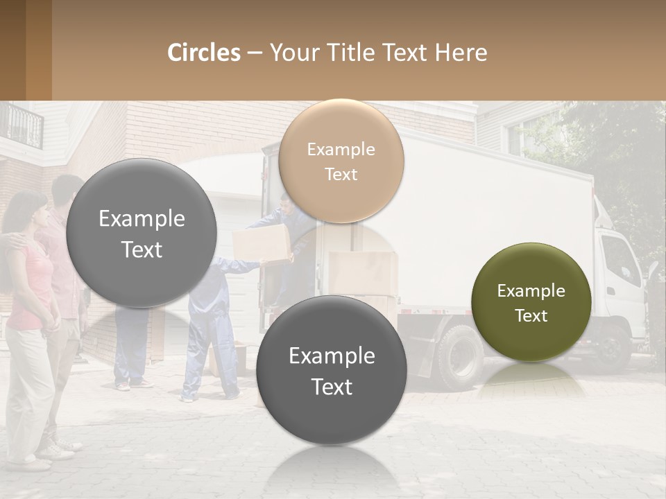 A Group Of People Unloading Boxes From A Moving Truck PowerPoint Template