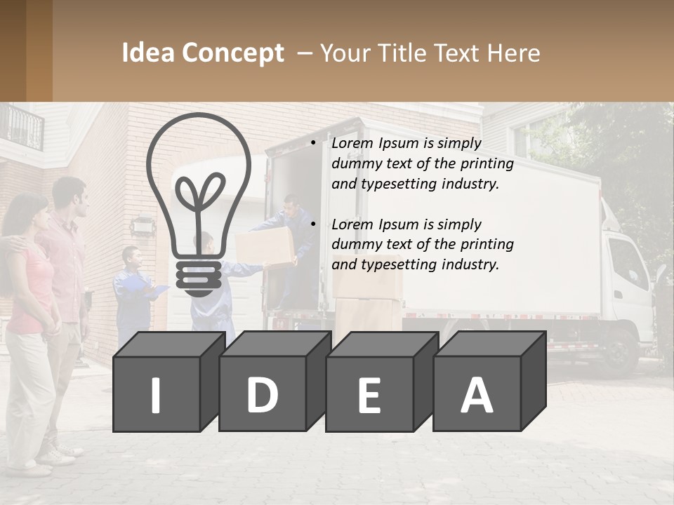 A Group Of People Unloading Boxes From A Moving Truck PowerPoint Template