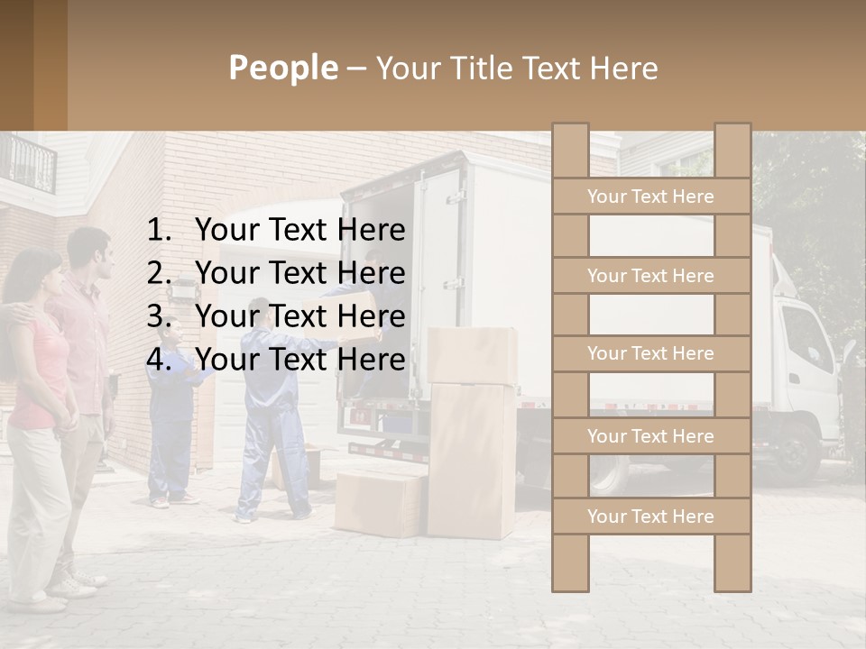 A Group Of People Unloading Boxes From A Moving Truck PowerPoint Template