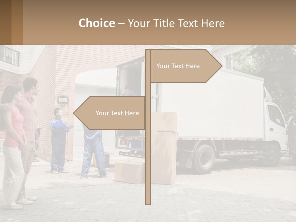 A Group Of People Unloading Boxes From A Moving Truck PowerPoint Template
