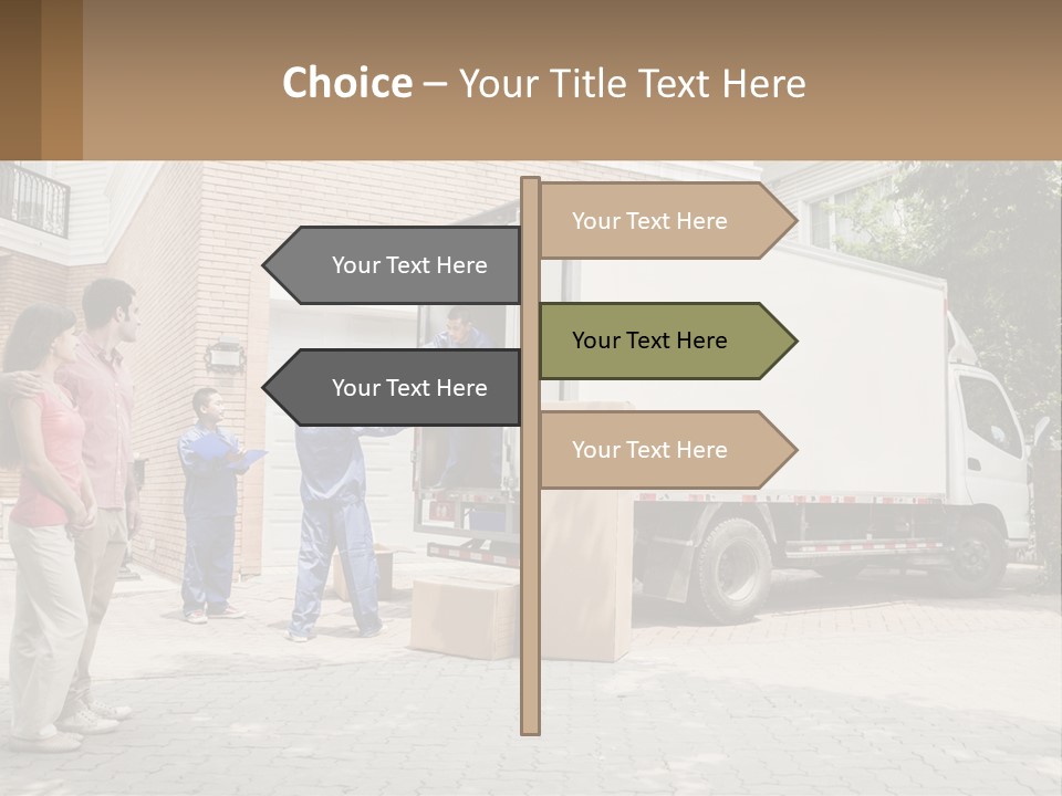 A Group Of People Unloading Boxes From A Moving Truck PowerPoint Template