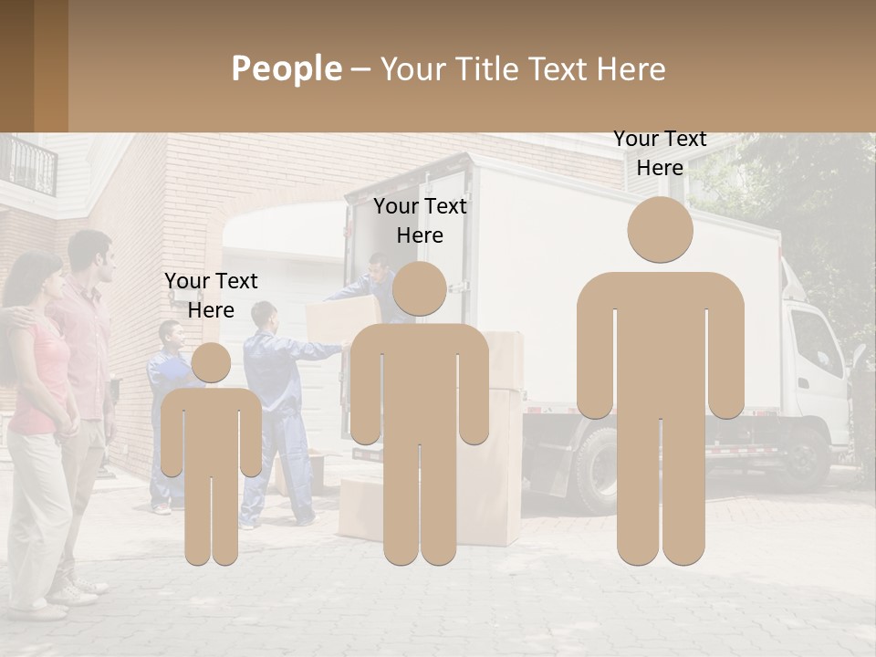 A Group Of People Unloading Boxes From A Moving Truck PowerPoint Template