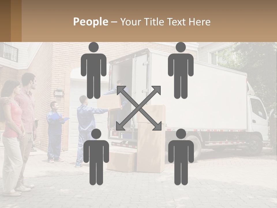 A Group Of People Unloading Boxes From A Moving Truck PowerPoint Template
