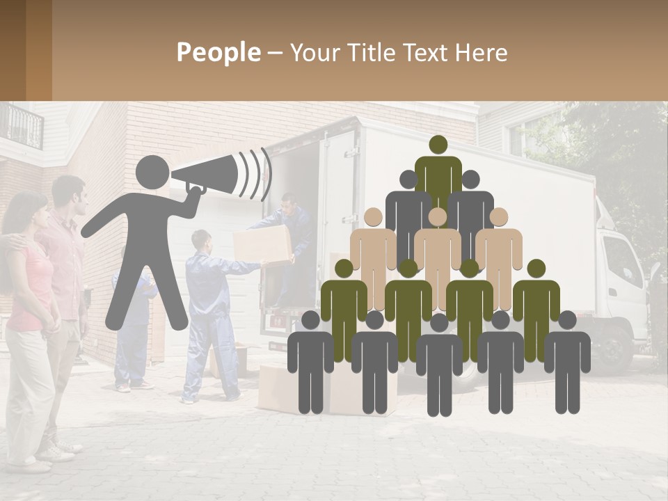 A Group Of People Unloading Boxes From A Moving Truck PowerPoint Template